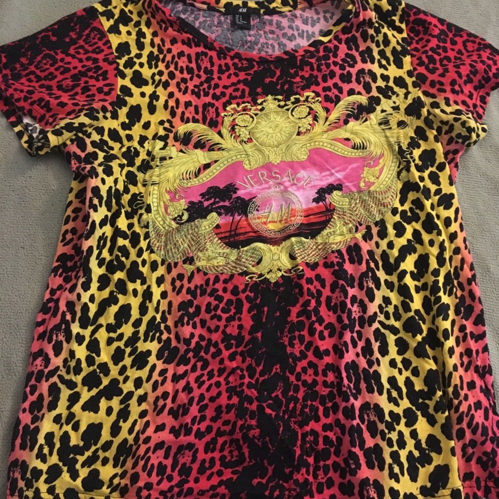 Versace multi colored leopard print shirt